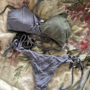 Glittery Purple & Green Swimsuit – Brazilian Back, Bold & Sexy